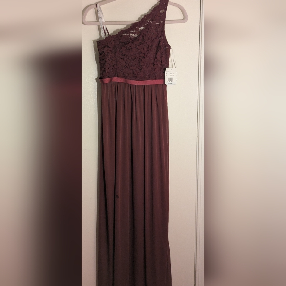 Elegant One-Shoulder Lace Dress - Wine Color Bridesmaid Dress David's Bridal